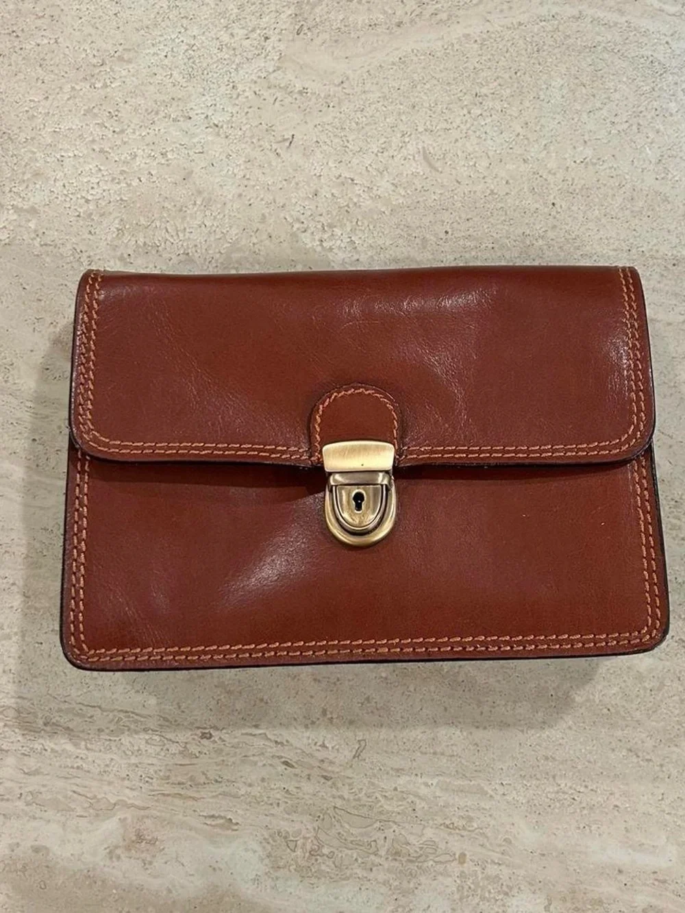 Large Brown Leather Clutch Bag